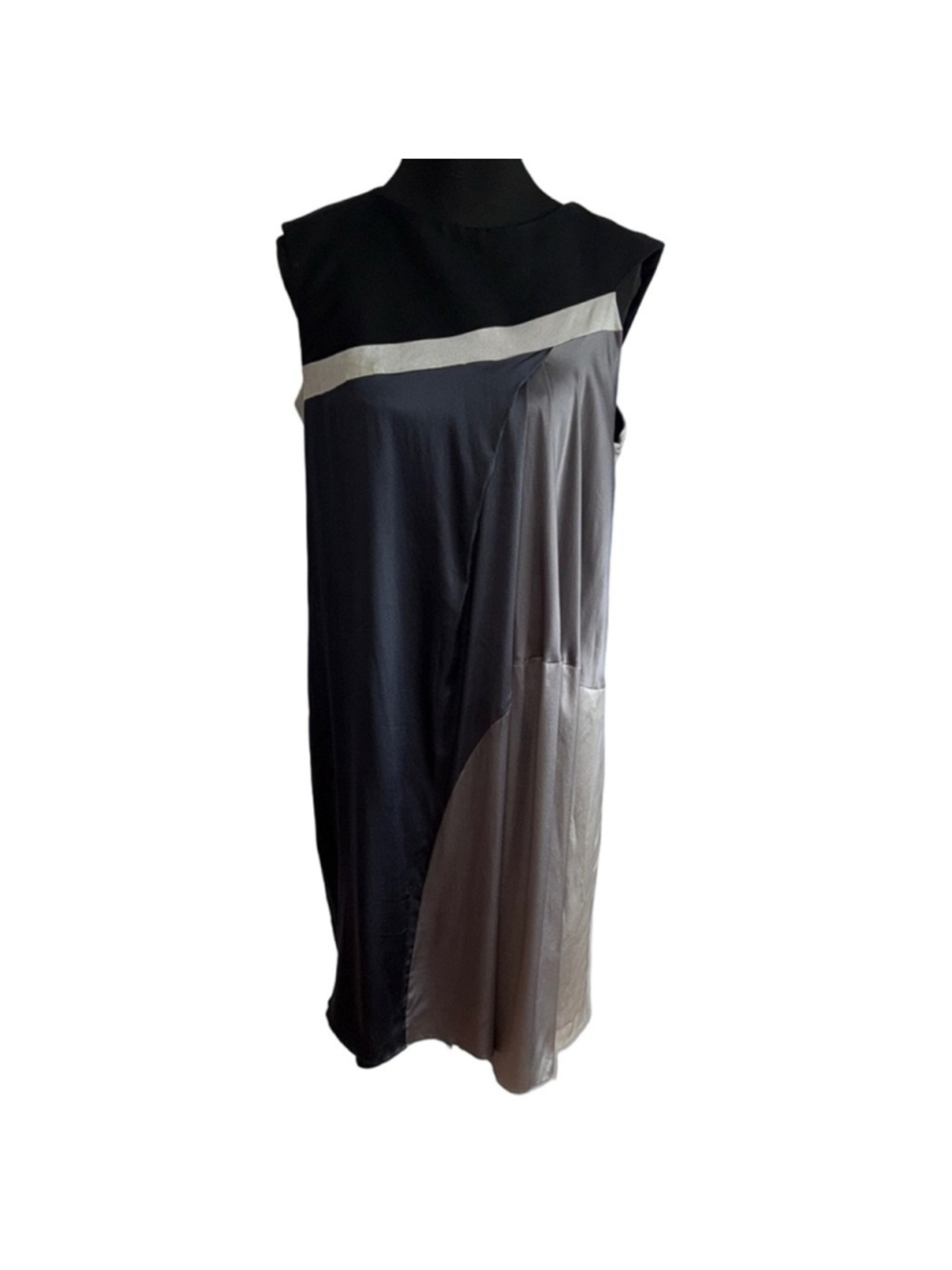 Narciso Rodriguez Womens Italy Colorblock Sleeveless Silk Designer Midi Dress 46